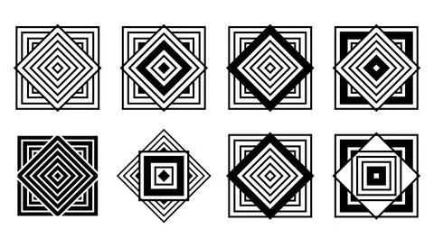 Islamic geometric mosaic pattern element collection black. Vector illustratio Stock Illustration