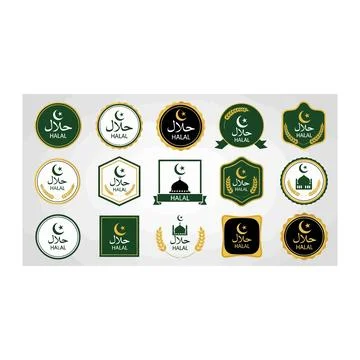 Islamic geometric pattern badges set Stock Illustration