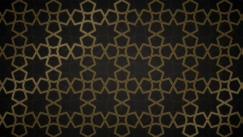 Islamic Geometric Pattern Black Gold Luxury Ramadan Eid Seamless Loop 4K Stock Footage 347187233