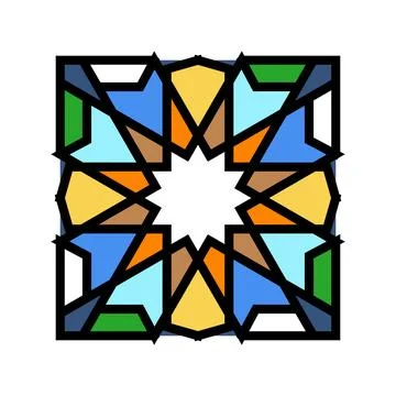 Islamic geometric pattern color icon vector illustration Stock Illustration