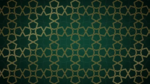 Islamic Geometric Pattern Emerald Green Gold Ramadan Eid Seamless Loop 4K Stock Footage 347187135