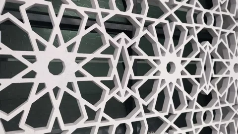 Islamic Geometric Pattern GFRC Ventilation Wall Screen Stock Footage 336644532