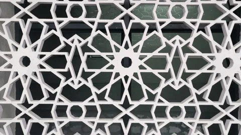 Islamic Geometric Pattern GFRC Ventilation Wall Screen Stock Footage 336671751