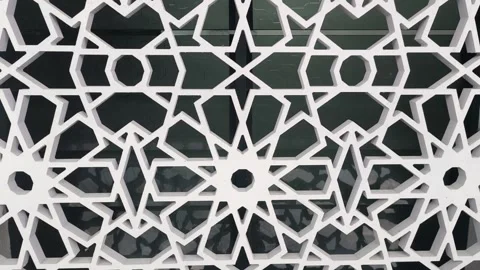 Islamic Geometric Pattern GFRC Ventilation Wall Screen Stock Footage 336671928