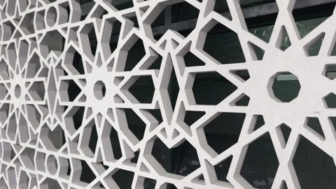 Islamic Geometric Pattern GFRC Ventilation Wall Screen Stock Footage 336671931
