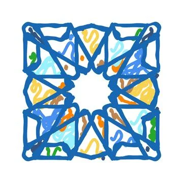 Islamic geometric pattern icon doodle illustration Stock Illustration