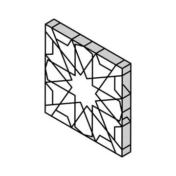Islamic geometric pattern isometric icon vector illustration Stock Illustration