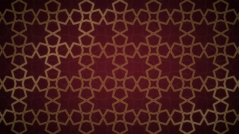 Islamic Geometric Pattern Maroon Red Gold Ramadan Eid Seamless Loop 4K Stock Footage 347187205