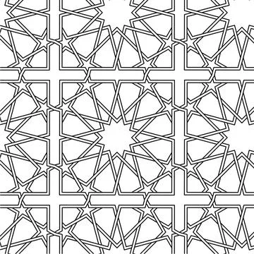 Islamic geometric pattern, seamless star shape intertwining lines vector design Stock Illustration
