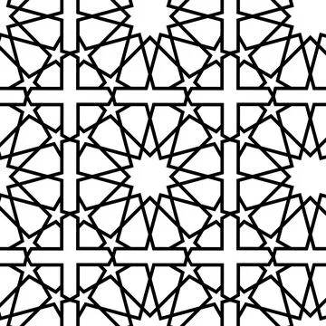 Islamic geometric pattern, seamless star shape intertwining lines vector design Stock Illustration