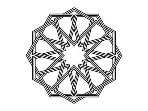 Islamic geometric pattern, seamless star shape intertwining lines vector design Stock Illustration