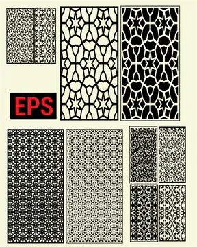 Islamic Geometric Patterns Laser Cut Screens Collection Stock Illustration