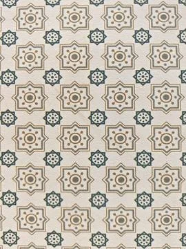 Islamic Geometric Star Pattern Background with Gold and Teal Ornaments Фото