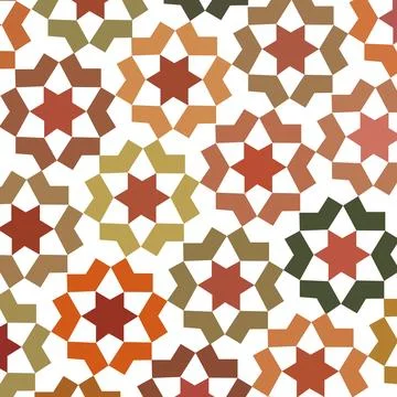 Islamic Geometric Star Pattern in Warm Earth Tones 스톡 일러스트