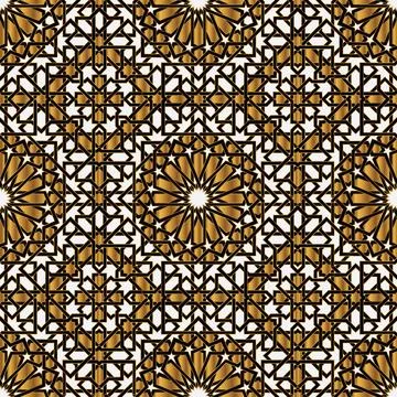 Islamic Gold Organic Seamless Pattern Background EPS Vector Illustrazione stock