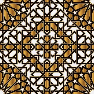 Islamic Gold Organic Seamless Pattern Background EPS Vector イラスト素材