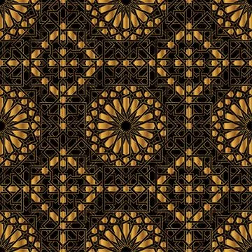 Islamic Gold Organic Seamless Pattern Background EPS Vector イラスト素材