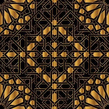 Islamic Gold Organic Seamless Pattern Background EPS Vector イラスト素材