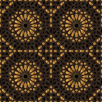 Islamic Gold Organic Seamless Pattern Background EPS Vector イラスト素材