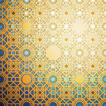 Islamic gold pattern with overlapping geometric square shapes forming abstract Stock Illustration