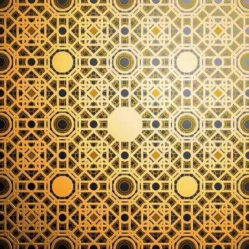 Islamic gold pattern with overlapping geometric square shapes forming abstract Stock Illustration