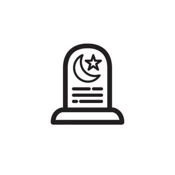 Islamic gravestone line icon, vector illustration Stock Illustration