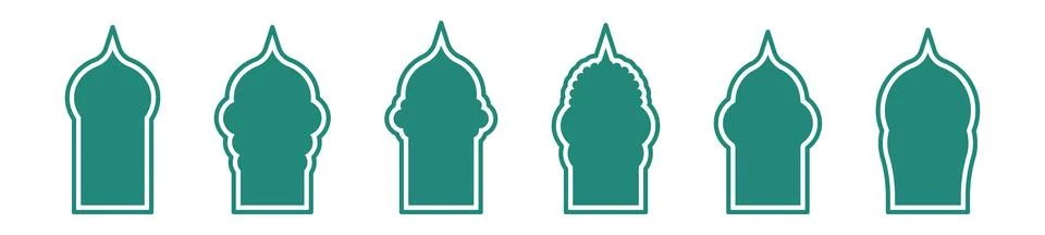 Islamic green arch with pattern and ornament. Ramadan Arab frame design for Stock Illustration