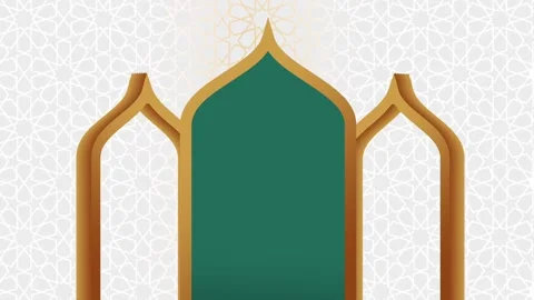 Islamic Green Gold Arch Stock Footage 335622285