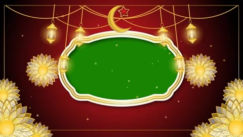Islamic green screen background with flower and lantern ornament Stock Footage 276897116