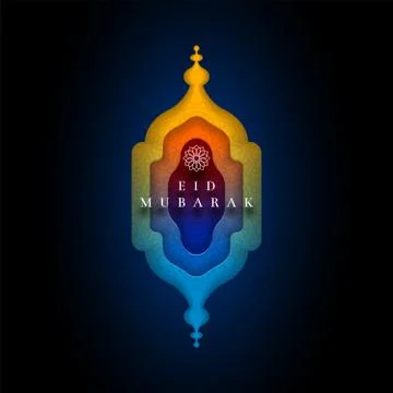 Islamic greeting card design for Eid Mubarak. Stock Illustration