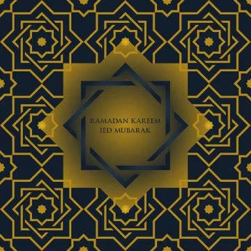 Islamic greeting eid mubarak ramadan kareem with islamic ornament Illustrazione stock
