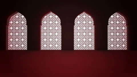 Islamic interior mosque window or door with beam of ray light coming inside. Stock Footage 105284317
