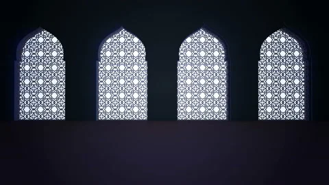 Islamic interior mosque window or door with beam of ray light coming inside. Stock-Footage 105284467