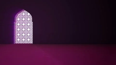 Islamic interior mosque window or door with beam of ray light coming inside. Stock Footage 105285139