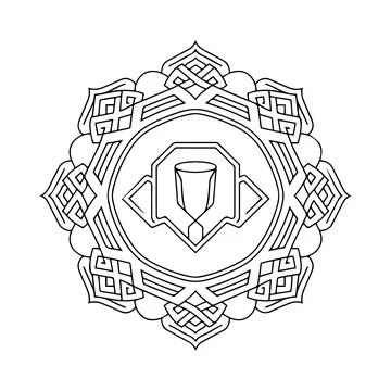Islamic Kaaba Geometric Mandala Line Art Vector Design Stock Illustration