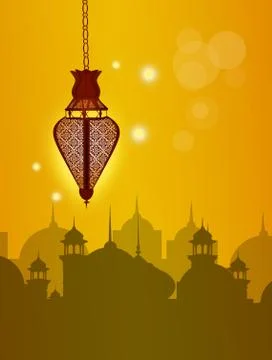 Islamic lamp in the mosque Stock Illustration