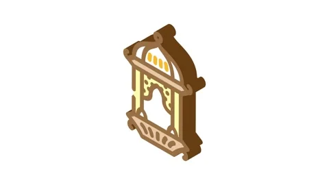 Islamic lantern fanous isometric icon animation Stock Footage 327291436