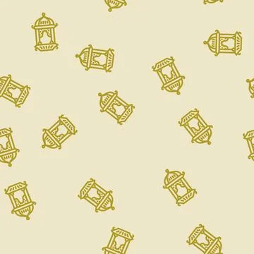 Islamic lantern fanous line vector seamless pattern Stock Illustration
