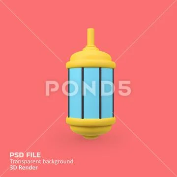 Islamic lantern isolated 3d render icon illustration PSD Template