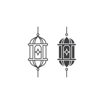 Islamic lantern with lighting. Vector icon template Stock Illustration
