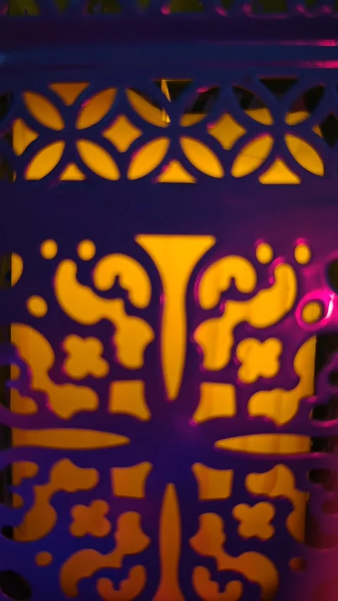 Islamic lantern with ornament burning close-up 스톡 동영상 330130715