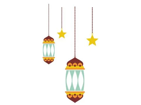 Islamic Lantern Set Showing Bright Festive Lights For Seasonal Banners And .. Stock Illustration
