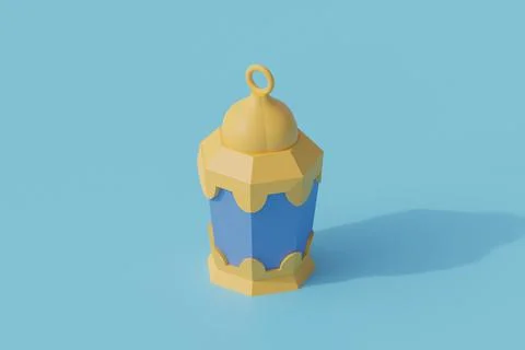 Islamic lantern single isolated object. 3d render illustration with isometric Stock Illustration