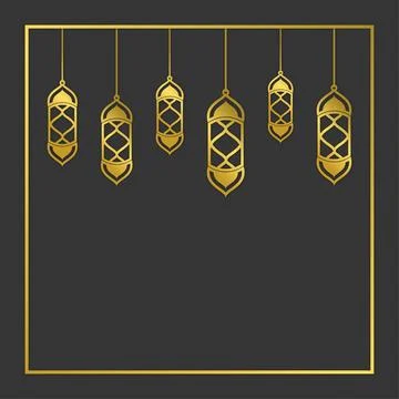 Islamic Lantern Vector Hanging Golden Lamp Template Stock Illustration