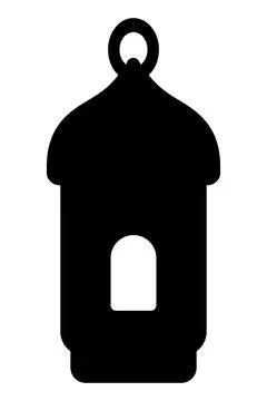 Islamic lantern with window. Silhouette. Symbol of Ramadan. Stock Illustration