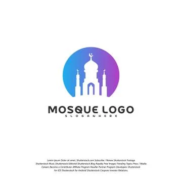 Islamic logo design vector. Mosque logo template. Muslims learn logo template Stock Illustration