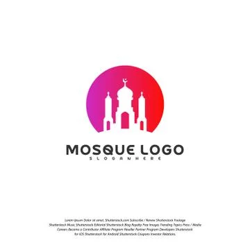 Islamic logo design vector. Mosque logo template. Muslims learn logo template Stock Illustration