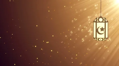 Islamic looping background with Arabic alphabets comping out of a lantern Stock Footage 76010532