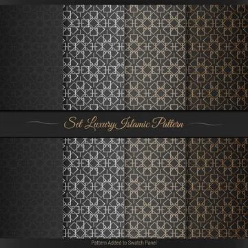 Islamic Moroccan pattern set. Arabic geometric ornament. square tiled textu.. Stock Illustration