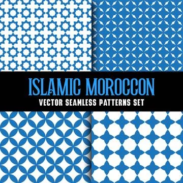 Islamic moroccan vector geometric seamless patterns set Stock Illustration